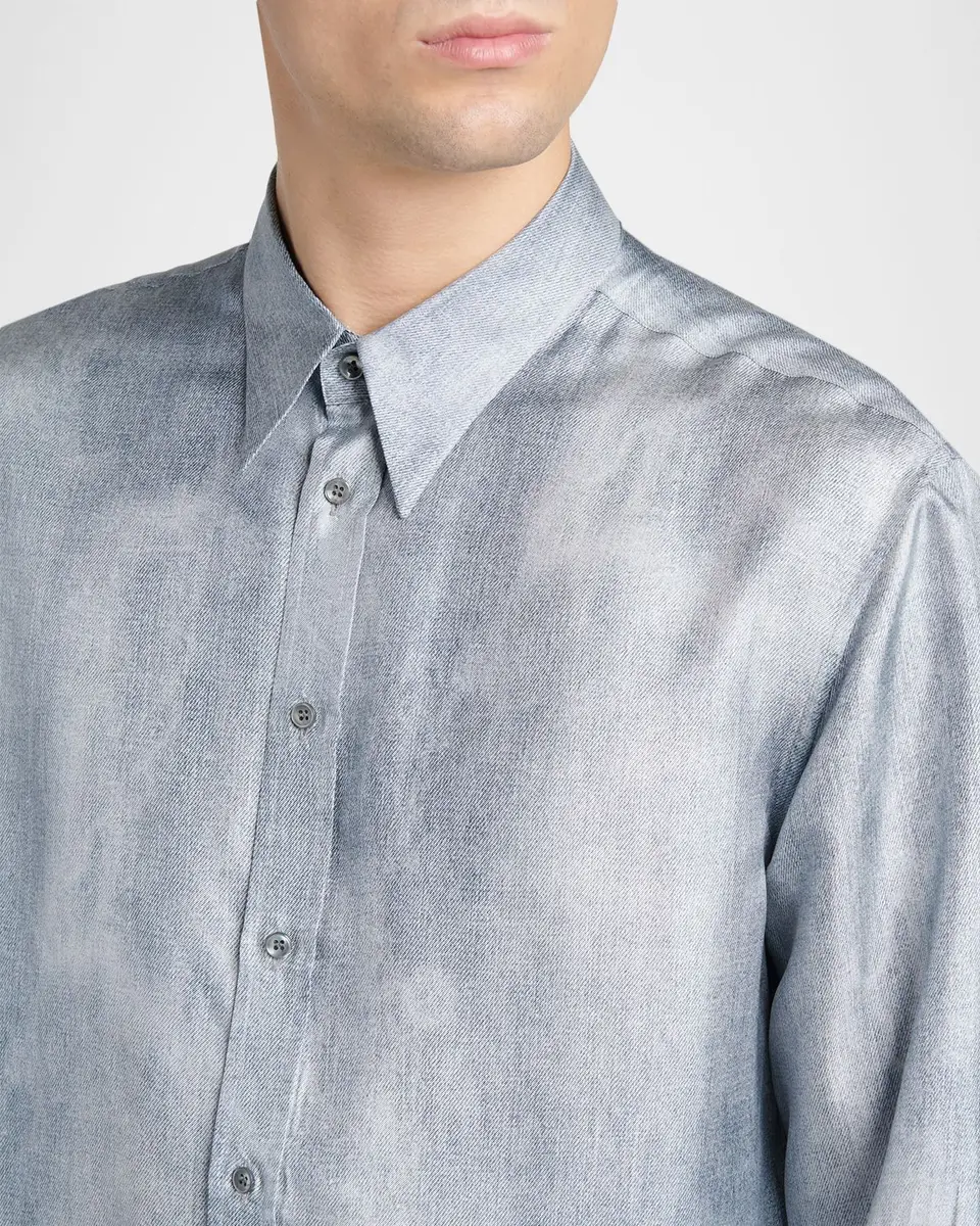 Giorgio Armani Men's Blur Printed Silk Shirt | Thumbnail 5 Giorgio Armani Men's Blur Printed Silk Shirt | Thumbnail 5