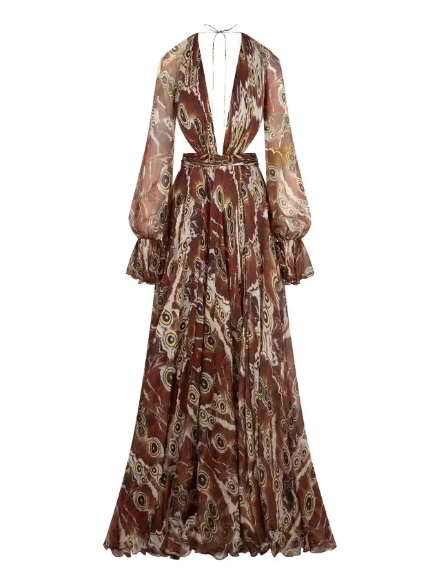 Roberto Cavalli Night Butterfly Print Maxi Dress