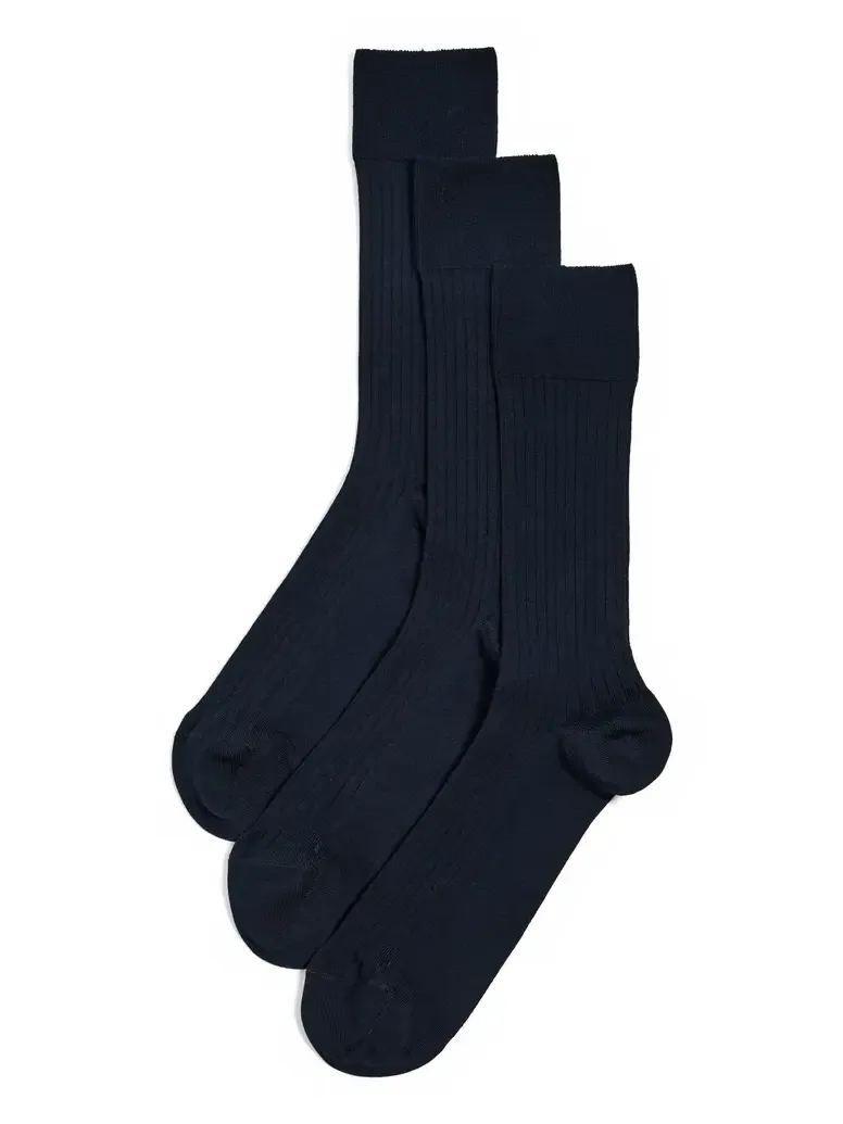 Cotton Ribbed Socks 3 Pack