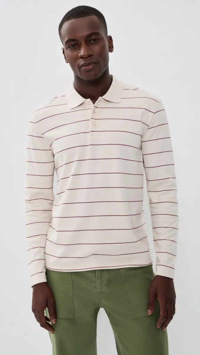 Vince Striped Long Sleeve Polo | Thumbnail 2 Vince Striped Long Sleeve Polo | Thumbnail 2