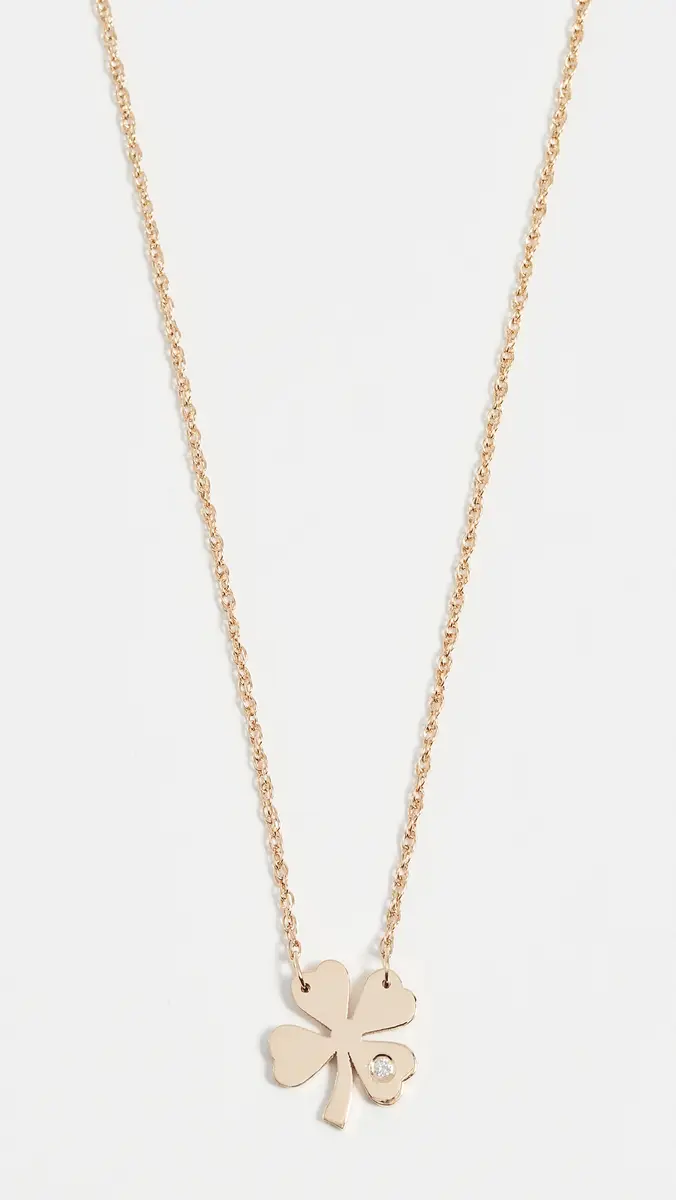 Jennifer Zeuner Jewelry Clover Necklace with Diamond Gold | Thumbnail 2