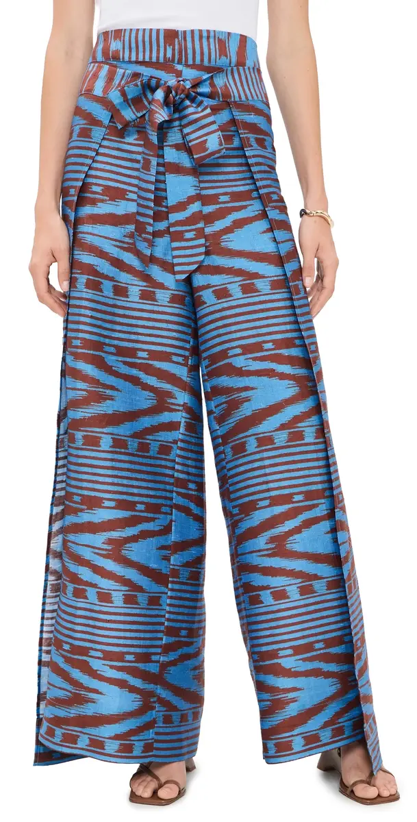 Coniglio Palm Beach Two Panel Wrap Pants IKAT STRIPE MARBLE AZUL | Image 1 Coniglio Palm Beach Two Panel Wrap Pants IKAT STRIPE MARBLE AZUL | Image 1