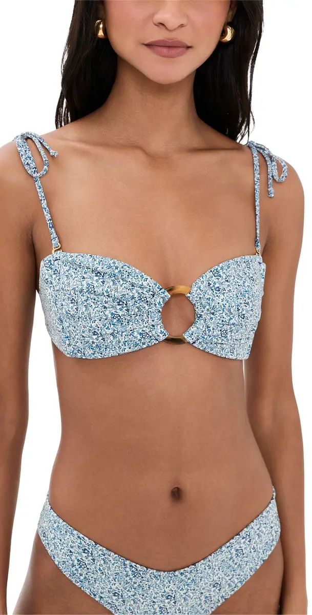 Montce Tori Ties Bandeau Bikini Top Blue Petite Fleur | Image 1 Montce Tori Ties Bandeau Bikini Top Blue Petite Fleur | Image 1