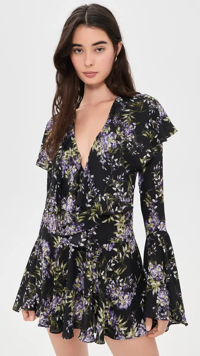 Norma Kamali Lavender Ruffle Mini Dress | Thumbnail 2 Norma Kamali Lavender Ruffle Mini Dress | Thumbnail 2