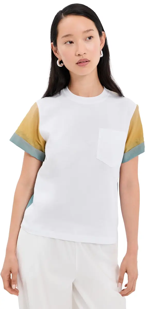 3.1 Phillip Lim Ombré Voile Combo T-Shirt White/torm Multi | Image 1 3.1 Phillip Lim Ombré Voile Combo T-Shirt White/torm Multi | Image 1