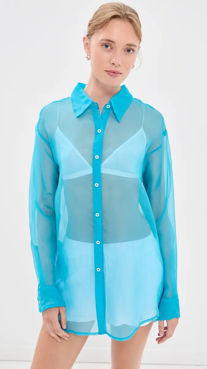 Sprwmn Oversized Silk Button Down Shirt | Thumbnail 2 Sprwmn Oversized Silk Button Down Shirt | Thumbnail 2