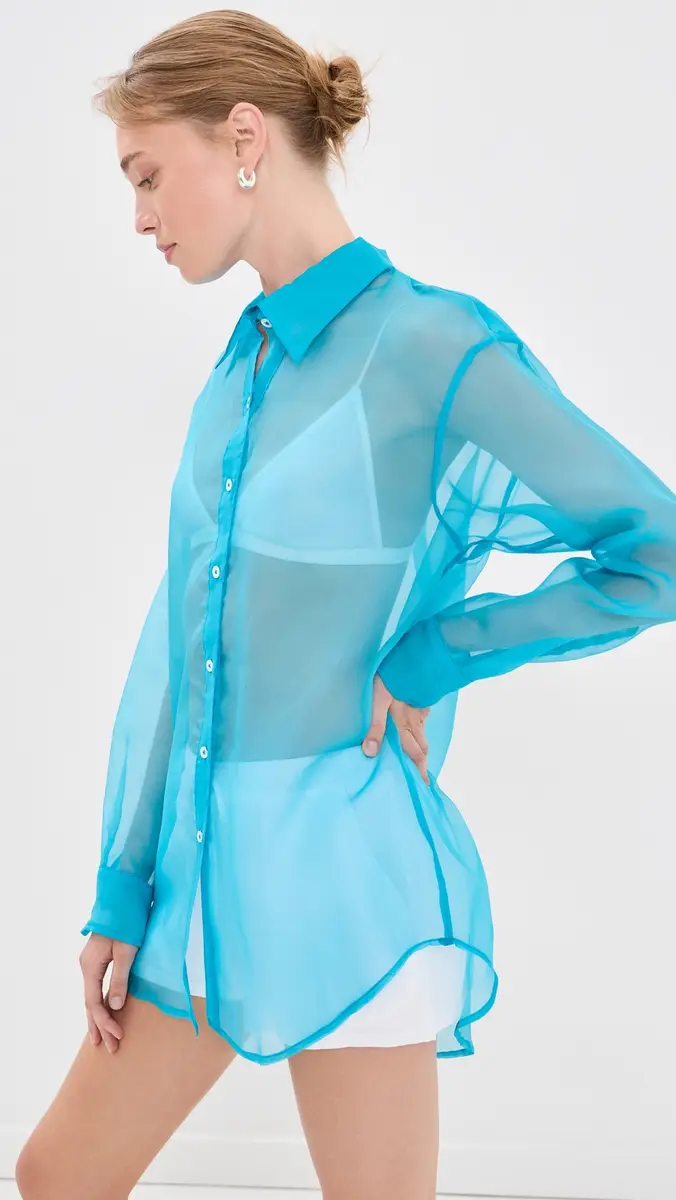 Sprwmn Oversized Silk Button Down Shirt | Thumbnail 4 Sprwmn Oversized Silk Button Down Shirt | Thumbnail 4