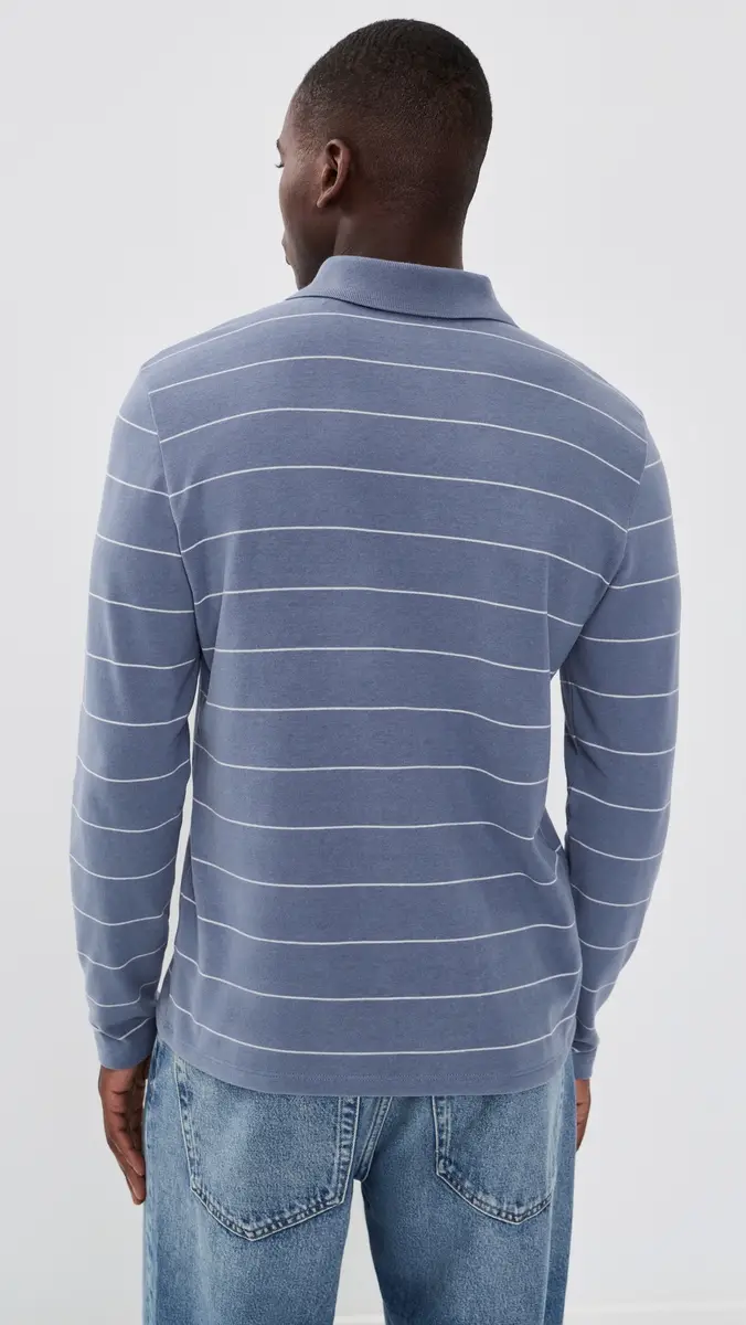 Vince Striped Long Sleeve Polo | Thumbnail 3 Vince Striped Long Sleeve Polo | Thumbnail 3