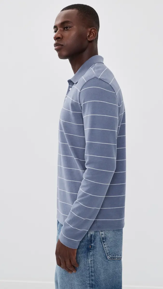 Vince Striped Long Sleeve Polo | Thumbnail 4 Vince Striped Long Sleeve Polo | Thumbnail 4