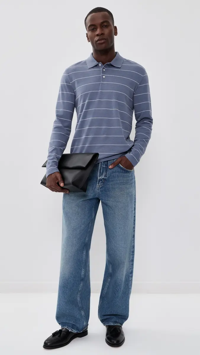 Vince Striped Long Sleeve Polo | Thumbnail 5 Vince Striped Long Sleeve Polo | Thumbnail 5