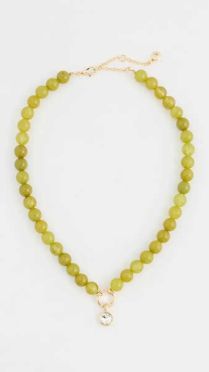 BaubleBar Janette Beaded Ring Necklace Green One Size | Thumbnail 2