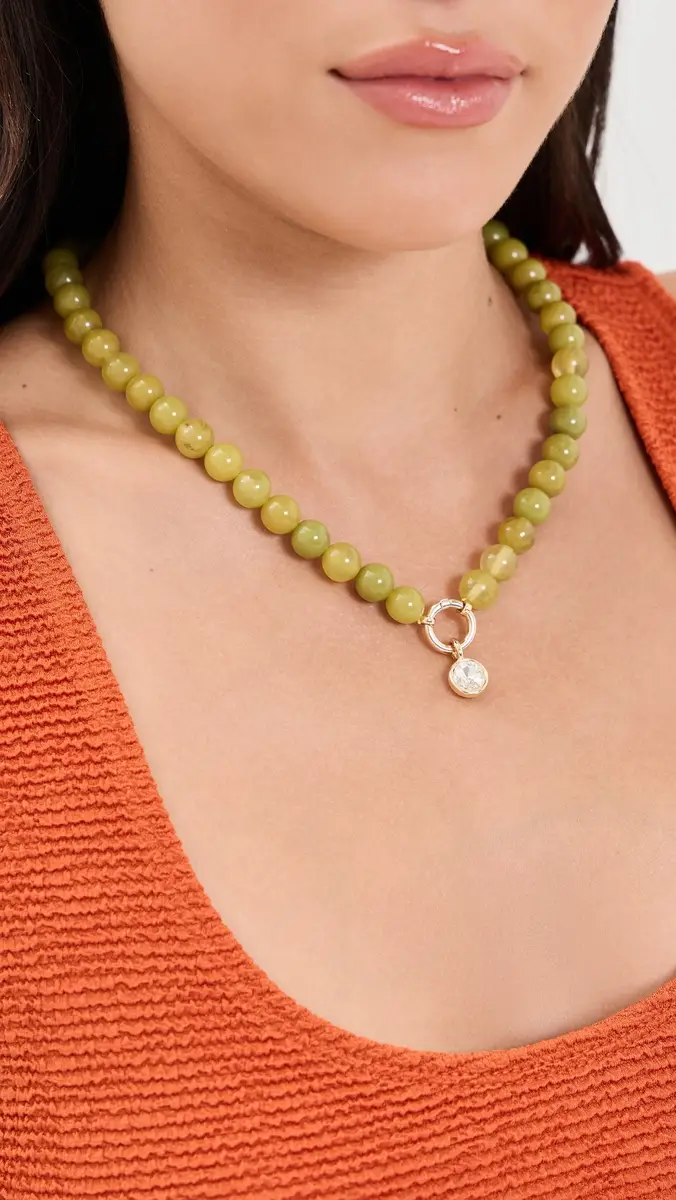 BaubleBar Janette Beaded Ring Necklace Green One Size | Thumbnail 3