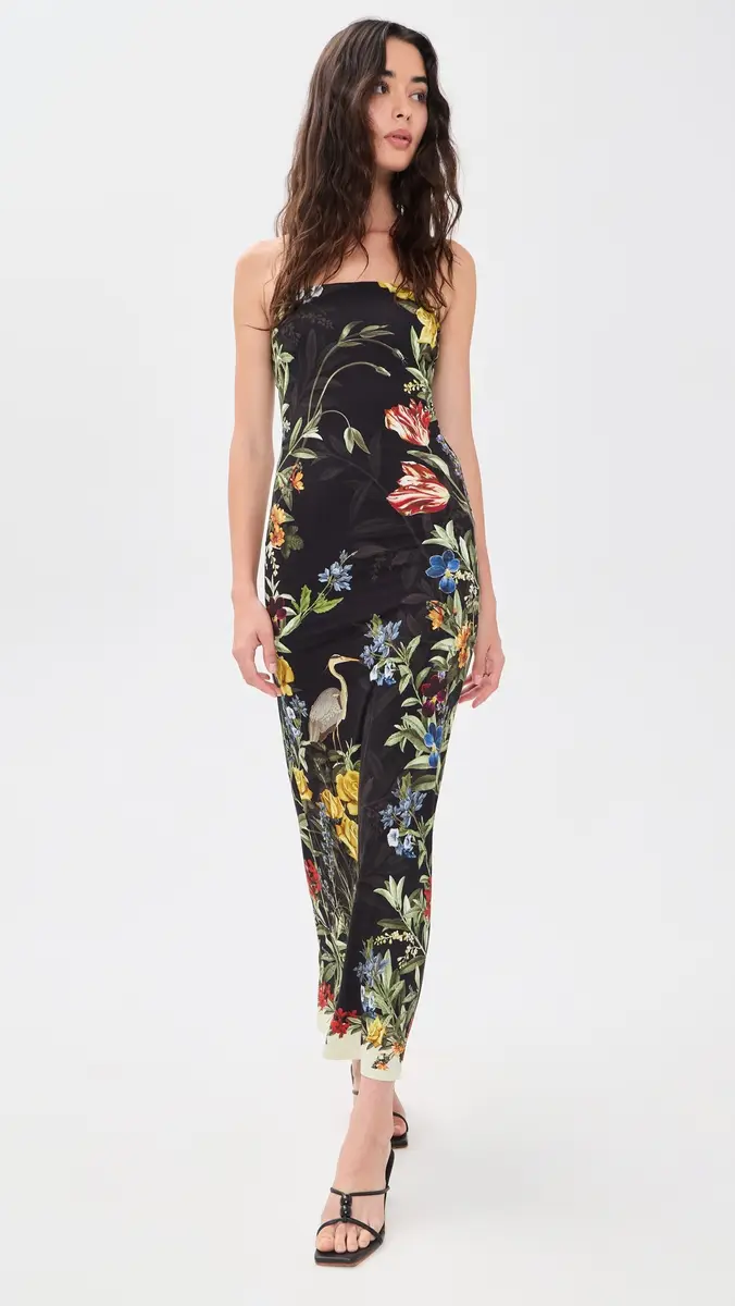 Alice + Olivia Delora Strapless Midi Dress | Thumbnail 2 Alice + Olivia Delora Strapless Midi Dress | Thumbnail 2