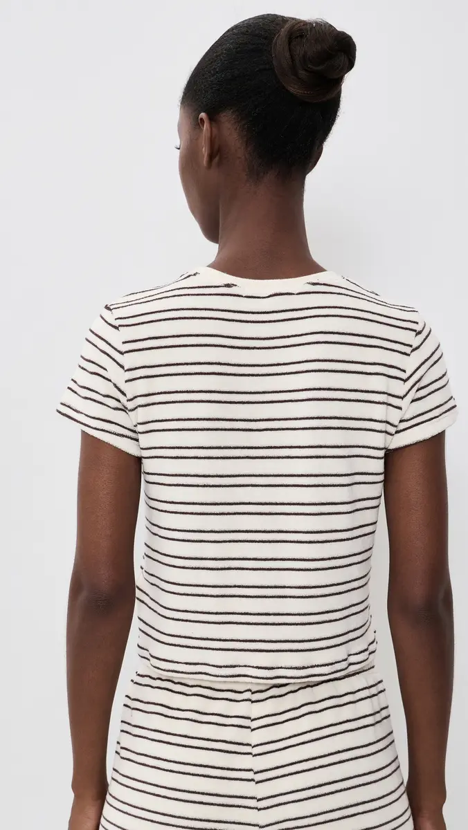 perfectwhitetee Eve Loop Terry Stripe Short Sleeve Shirt | Thumbnail 3