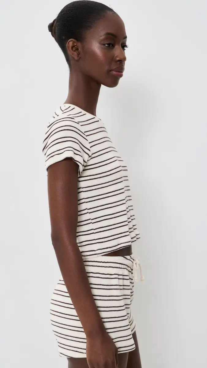 perfectwhitetee Eve Loop Terry Stripe Short Sleeve Shirt | Thumbnail 4
