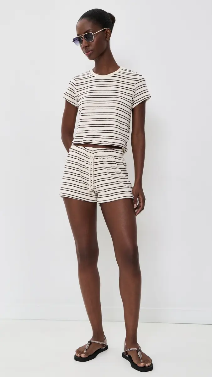 perfectwhitetee Eve Loop Terry Stripe Short Sleeve Shirt | Thumbnail 5