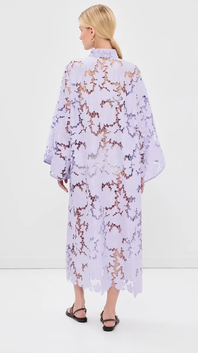 La Vie Style House Violet Floral Flat Lace Maxi Caftan | Thumbnail 3
