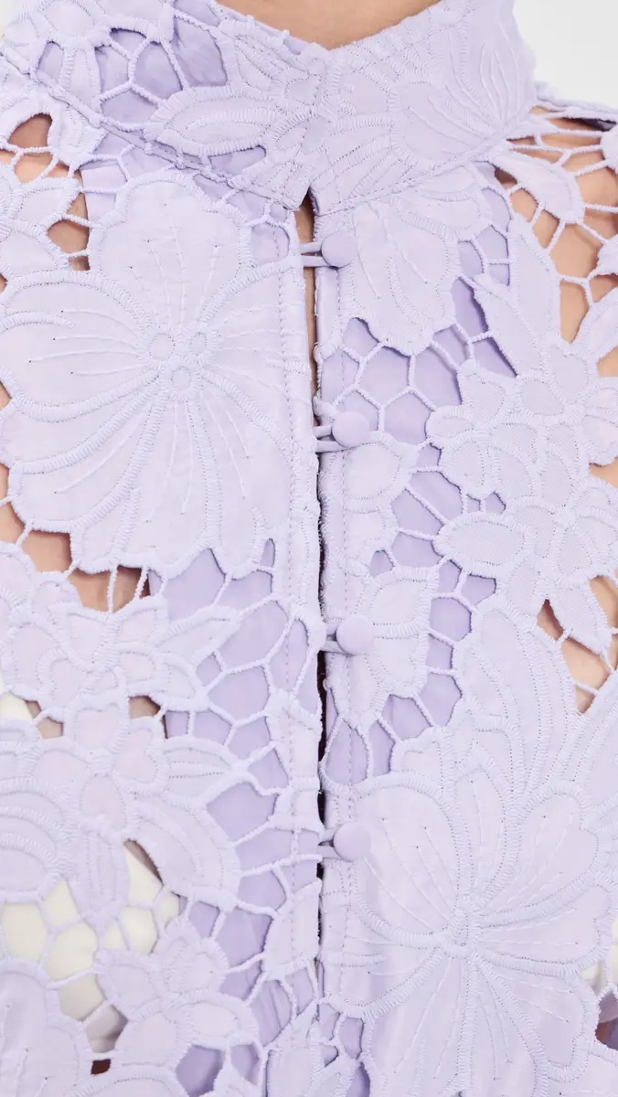 La Vie Style House Violet Floral Flat Lace Maxi Caftan | Thumbnail 6