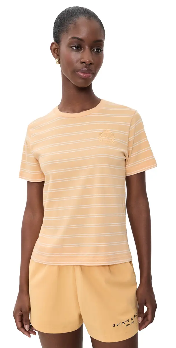 Sporty & Rich NY Crest T-Shirt Limone triped Limone | Image 1 Sporty & Rich NY Crest T-Shirt Limone triped Limone | Image 1