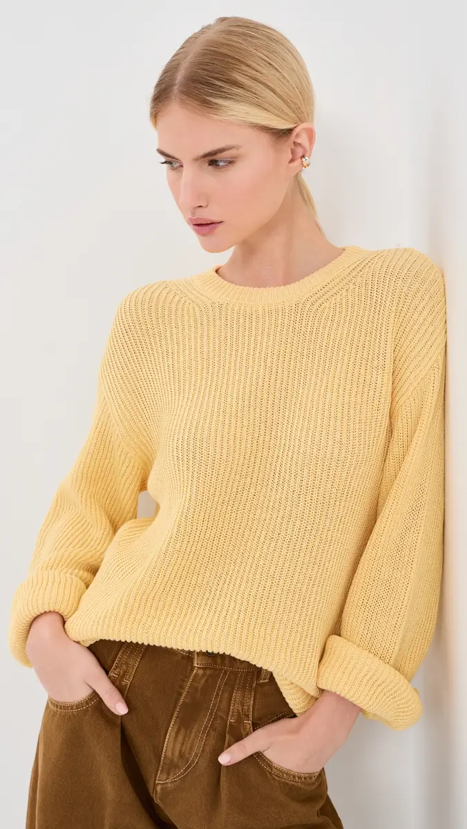 Another Tomorrow Draped Crew Knit Sweater | Thumbnail 2 Another Tomorrow Draped Crew Knit Sweater | Thumbnail 2