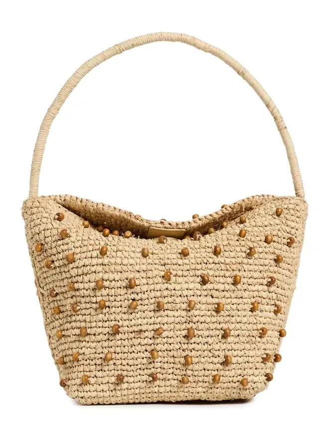 Raffia Handwoven Beaded Shoulder Bag Raffia Handwoven Beaded Shoulder Bag