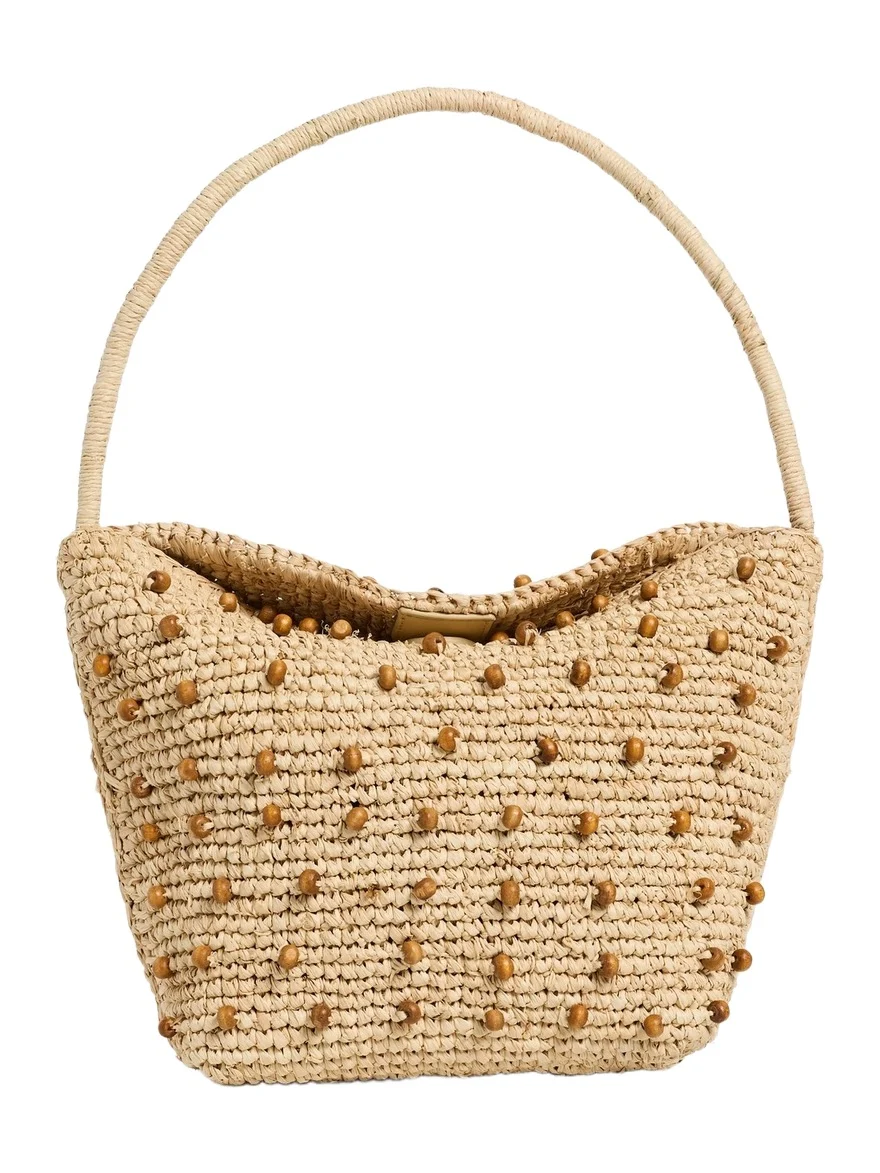Raffia Handwoven Beaded Shoulder Bag Raffia Handwoven Beaded Shoulder Bag