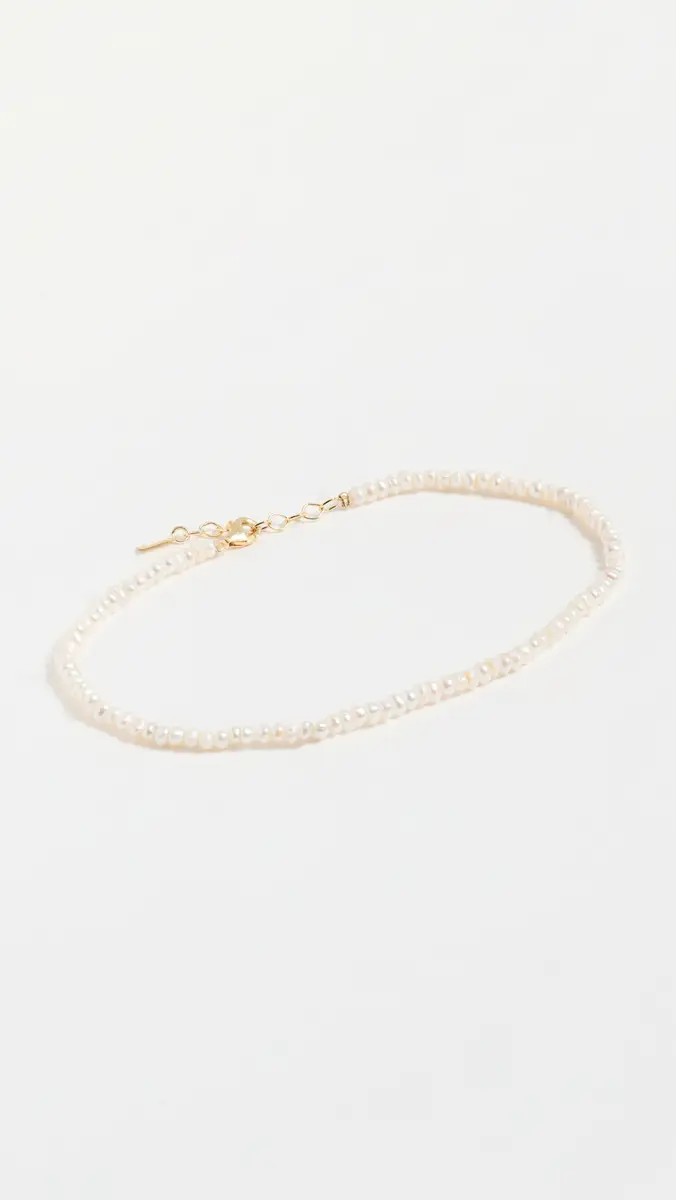 By Adina Eden Tiny Pearl Anklet | Thumbnail 2