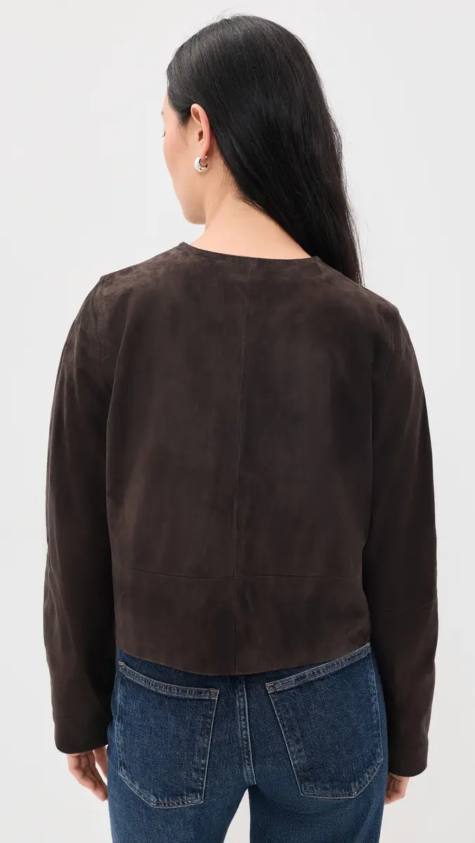Vince Collarless Cropped Suede Jacket | Thumbnail 3 Vince Collarless Cropped Suede Jacket | Thumbnail 3