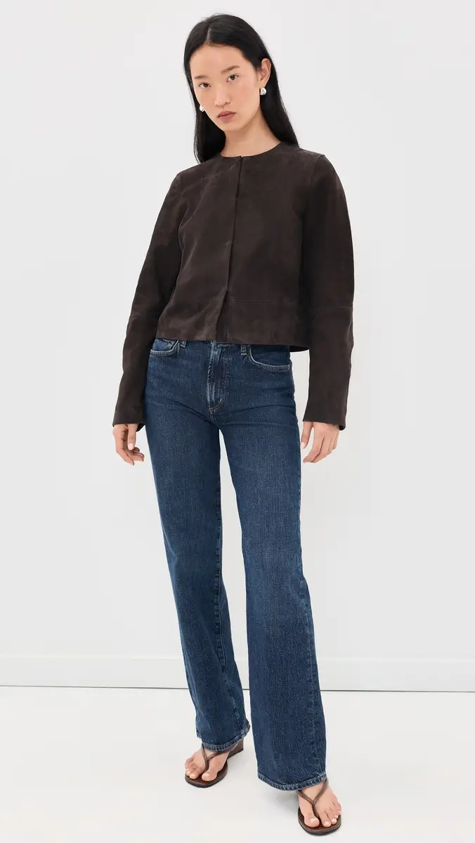 Vince Collarless Cropped Suede Jacket | Thumbnail 5 Vince Collarless Cropped Suede Jacket | Thumbnail 5