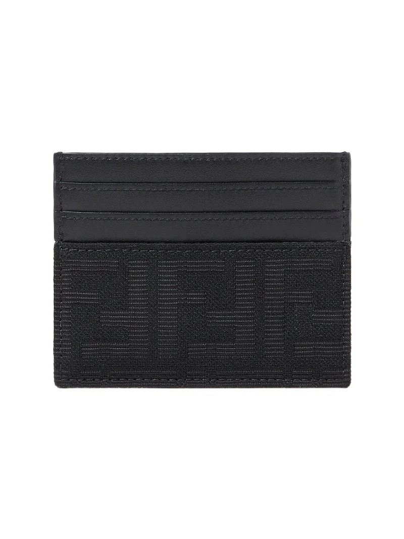 Fendi FF Zucca Jacquard and Black Leather Card Holder