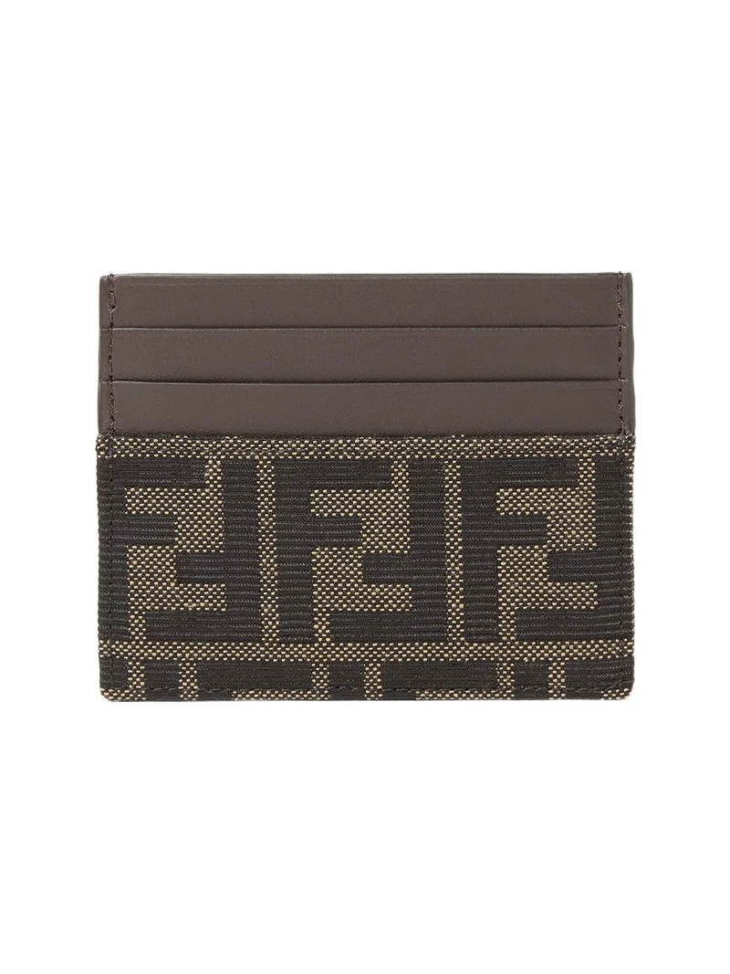 Fendi FF Zucca Jacquard and Black Leather Card Holder