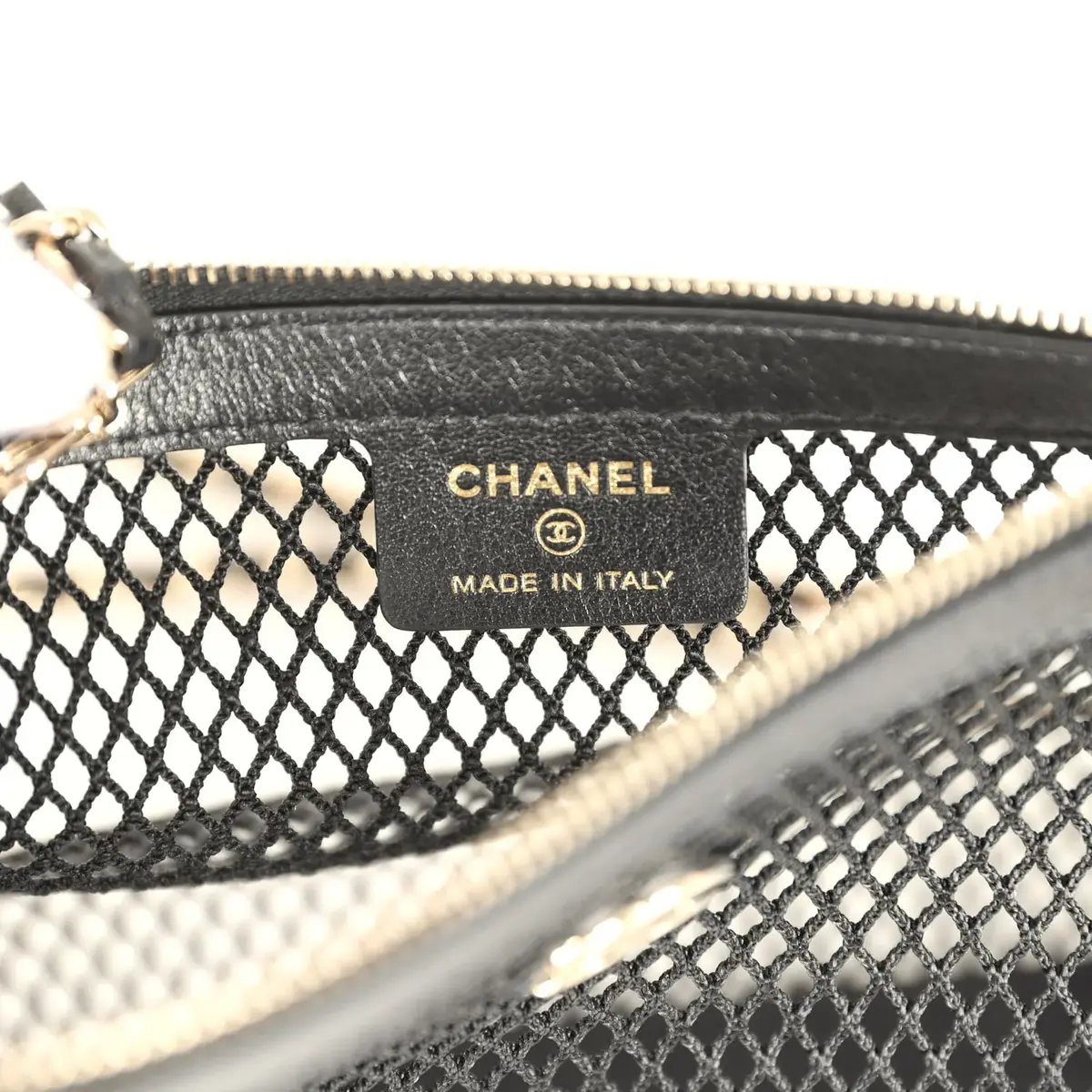 Chanel Chanel Clutch with Chain Black Mesh, Shiny Lambskin Gold Hardware | Thumbnail 11