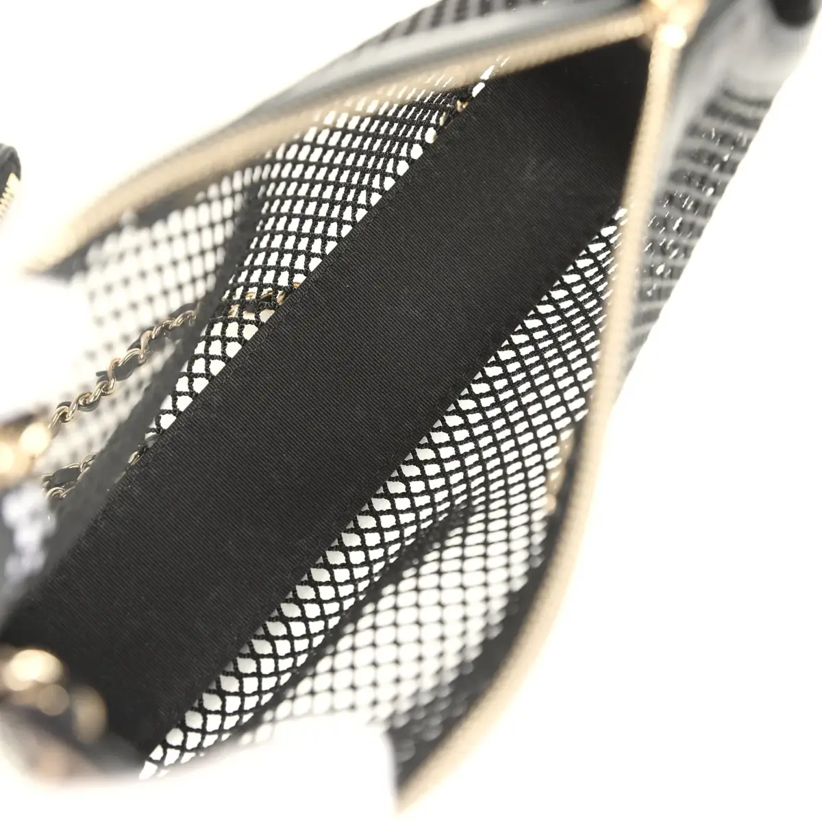 Chanel Chanel Clutch with Chain Black Mesh, Shiny Lambskin Gold Hardware | Thumbnail 10
