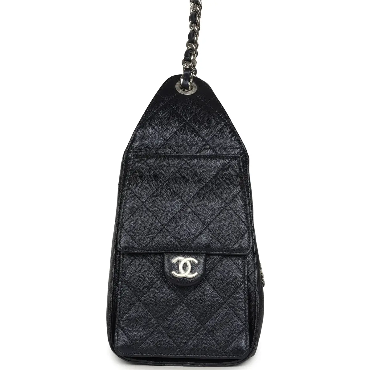 Chanel Chanel Small 25 Hobo Bag Dark Blue Metallic Caviar Silver Hardware | Thumbnail 3