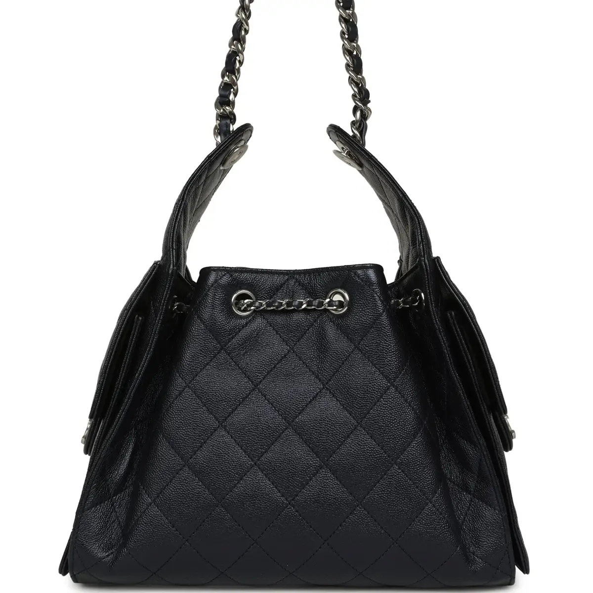 Chanel Chanel Small 25 Hobo Bag Dark Blue Metallic Caviar Silver Hardware | Thumbnail 4