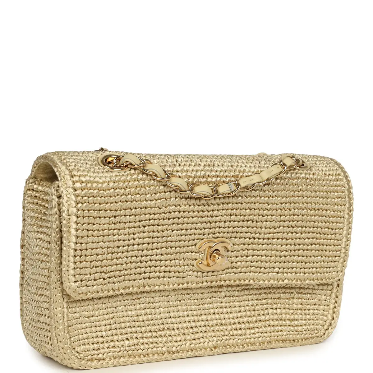 Chanel Chanel Small Coco Beach Small Flap Bag Light Gold Braided Raffia Gold Hardware | Thumbnail 2