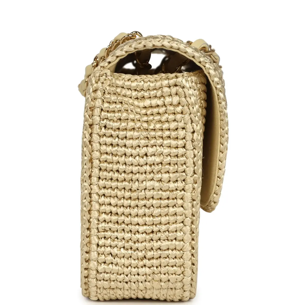 Chanel Chanel Small Coco Beach Small Flap Bag Light Gold Braided Raffia Gold Hardware | Thumbnail 3