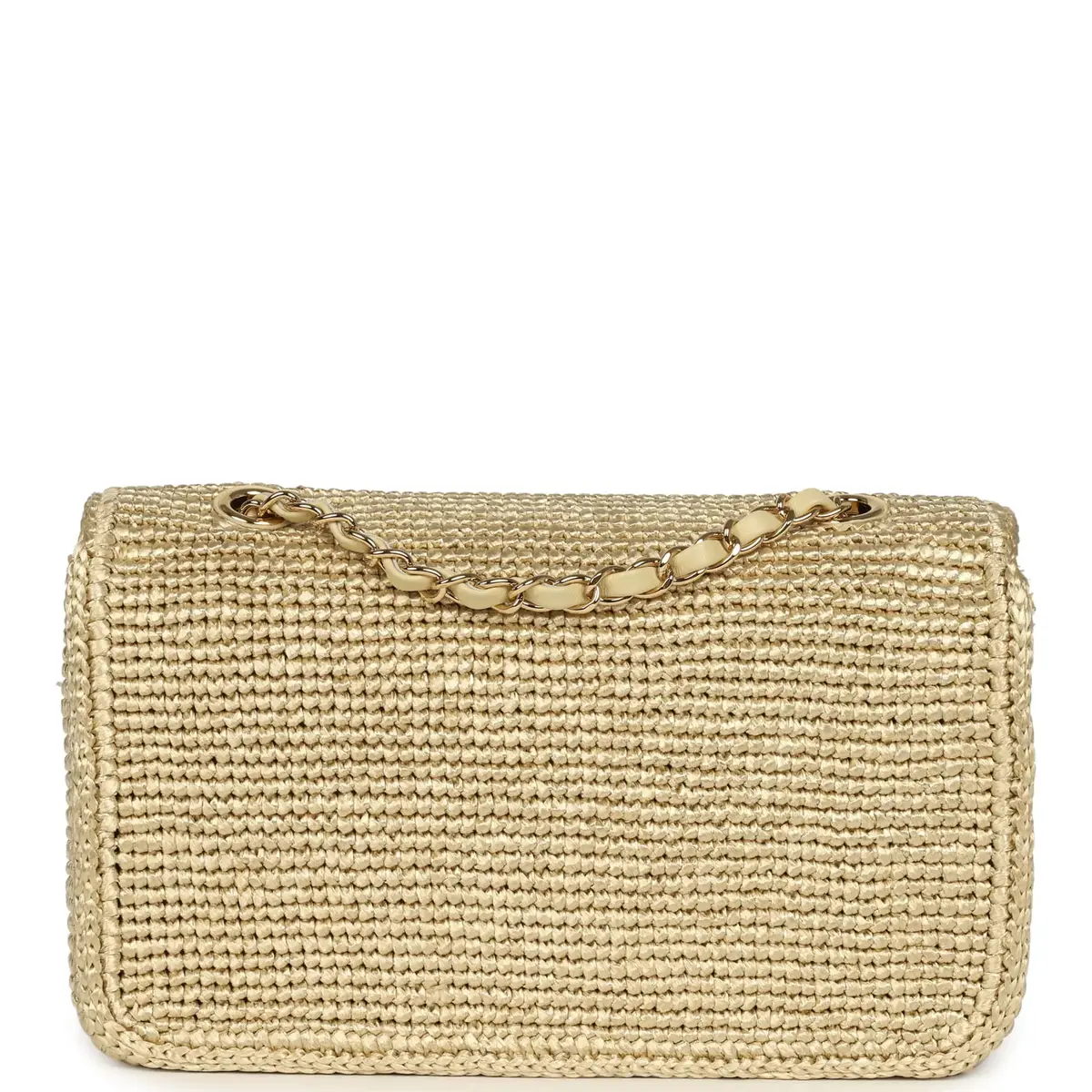 Chanel Chanel Small Coco Beach Small Flap Bag Light Gold Braided Raffia Gold Hardware | Thumbnail 4