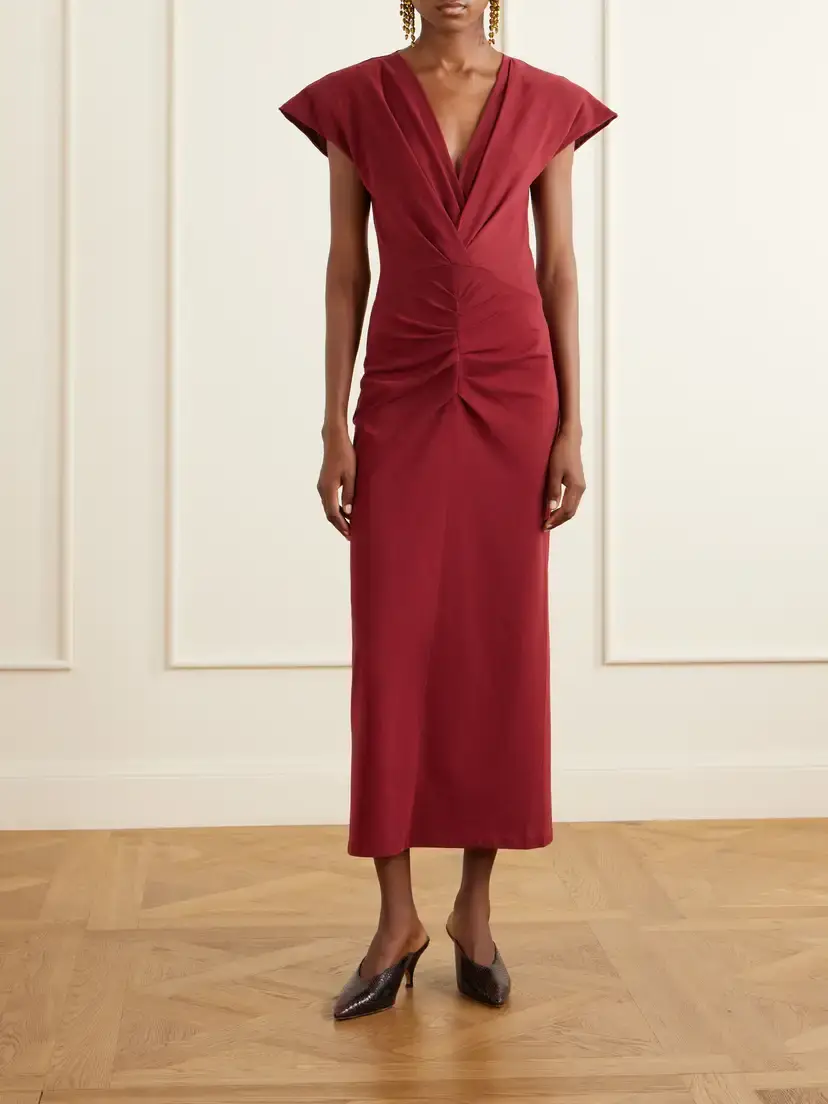Isabel Marant Nadra Gathered Cotton Midi Dress | Thumbnail 2 Isabel Marant Nadra Gathered Cotton Midi Dress | Thumbnail 2