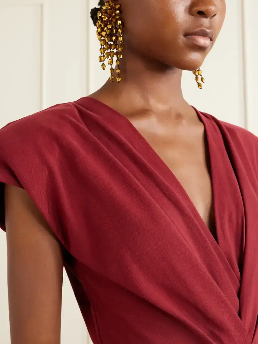 Isabel Marant Nadra Gathered Cotton Midi Dress | Thumbnail 4 Isabel Marant Nadra Gathered Cotton Midi Dress | Thumbnail 4