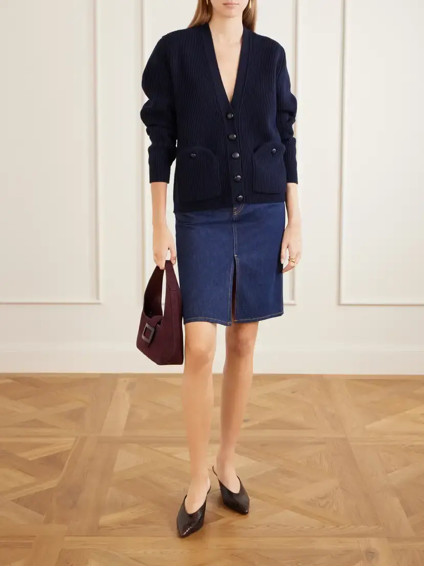 Blazé Milano Ribbed Wool And Cashmere-blend Cardigan - Blue | Thumbnail 2 Blazé Milano Ribbed Wool And Cashmere-blend Cardigan - Blue | Thumbnail 2