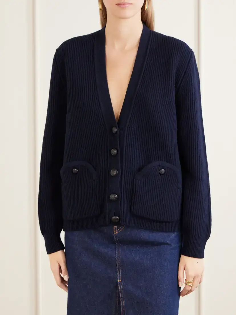 Blazé Milano Ribbed Wool And Cashmere-blend Cardigan - Blue | Thumbnail 3 Blazé Milano Ribbed Wool And Cashmere-blend Cardigan - Blue | Thumbnail 3