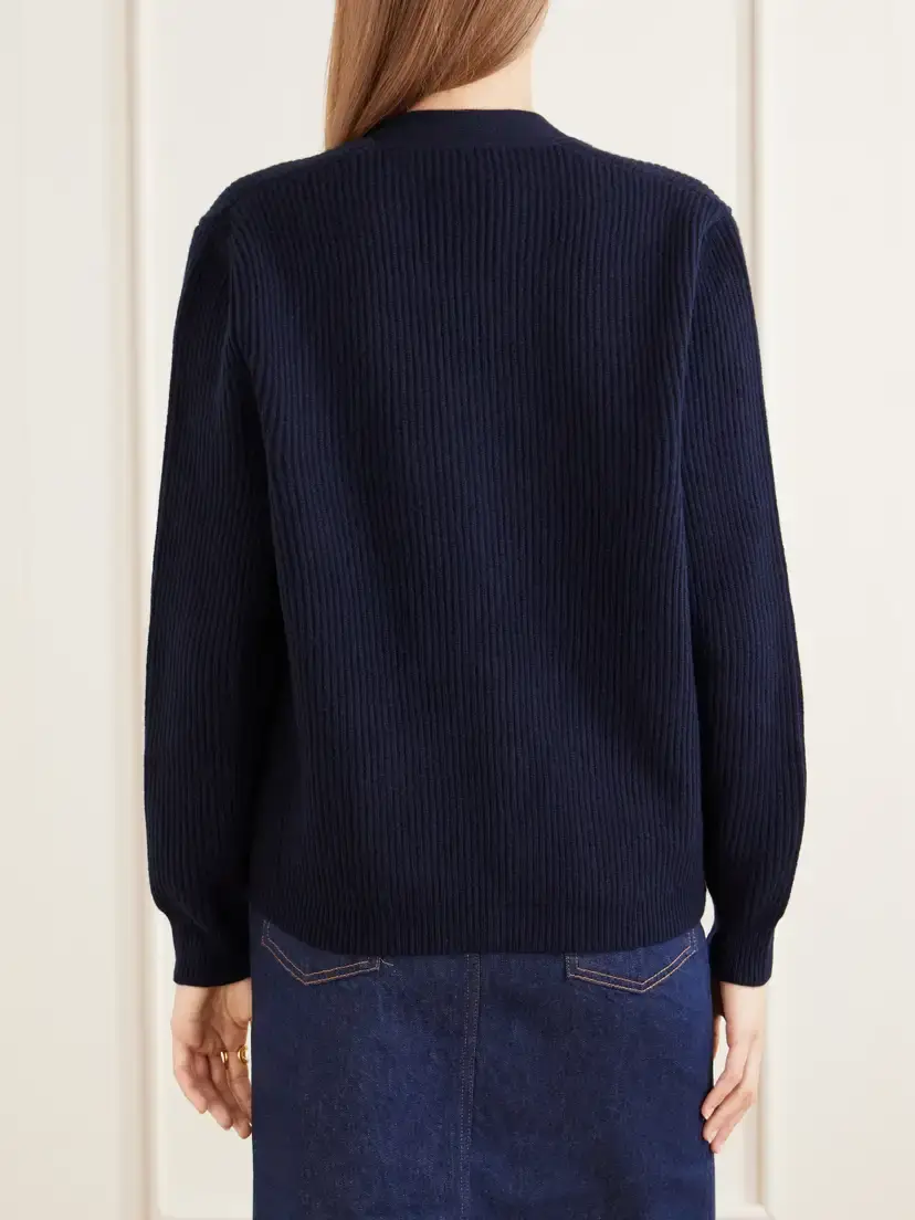 Blazé Milano Ribbed Wool And Cashmere-blend Cardigan - Blue | Thumbnail 4 Blazé Milano Ribbed Wool And Cashmere-blend Cardigan - Blue | Thumbnail 4