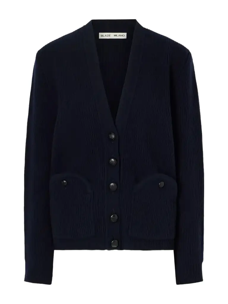 Ribbed Wool And Cashmere-blend Cardigan - Blue Ribbed Wool And Cashmere-blend Cardigan - Blue