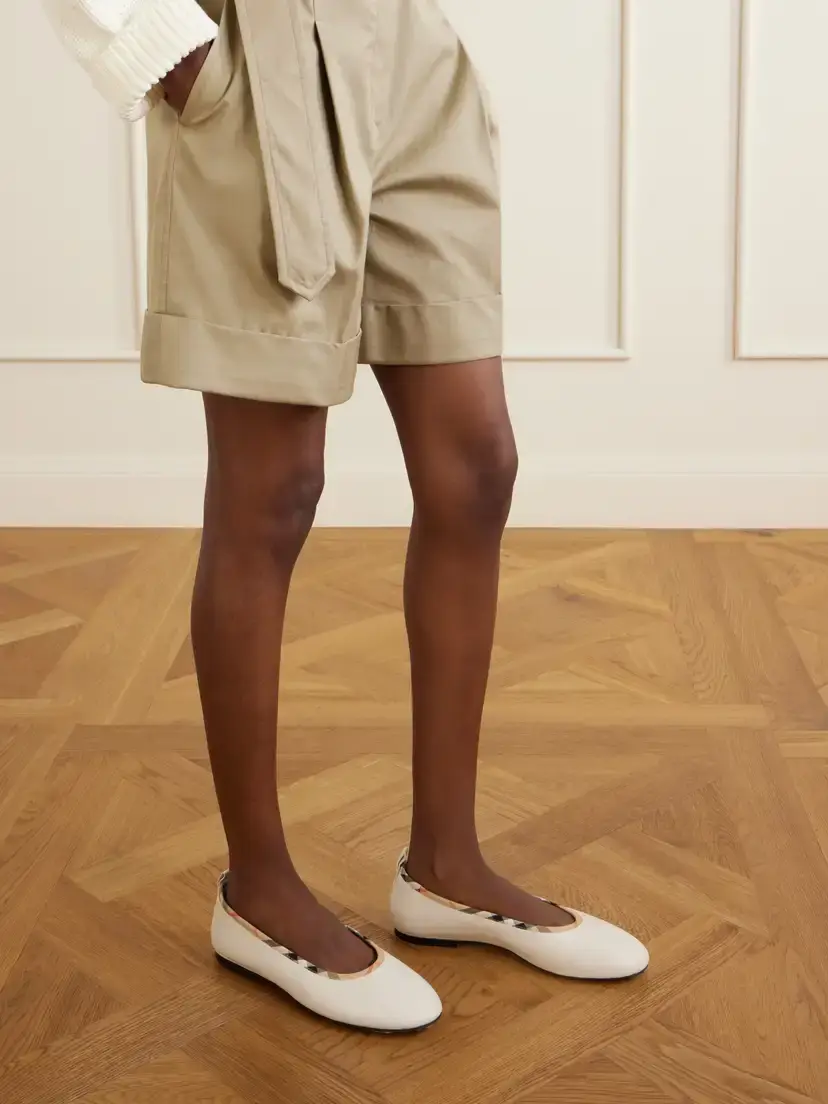 Burberry Robin Check Trim Leather Ballet Flats | Thumbnail 4 Burberry Robin Check Trim Leather Ballet Flats | Thumbnail 4