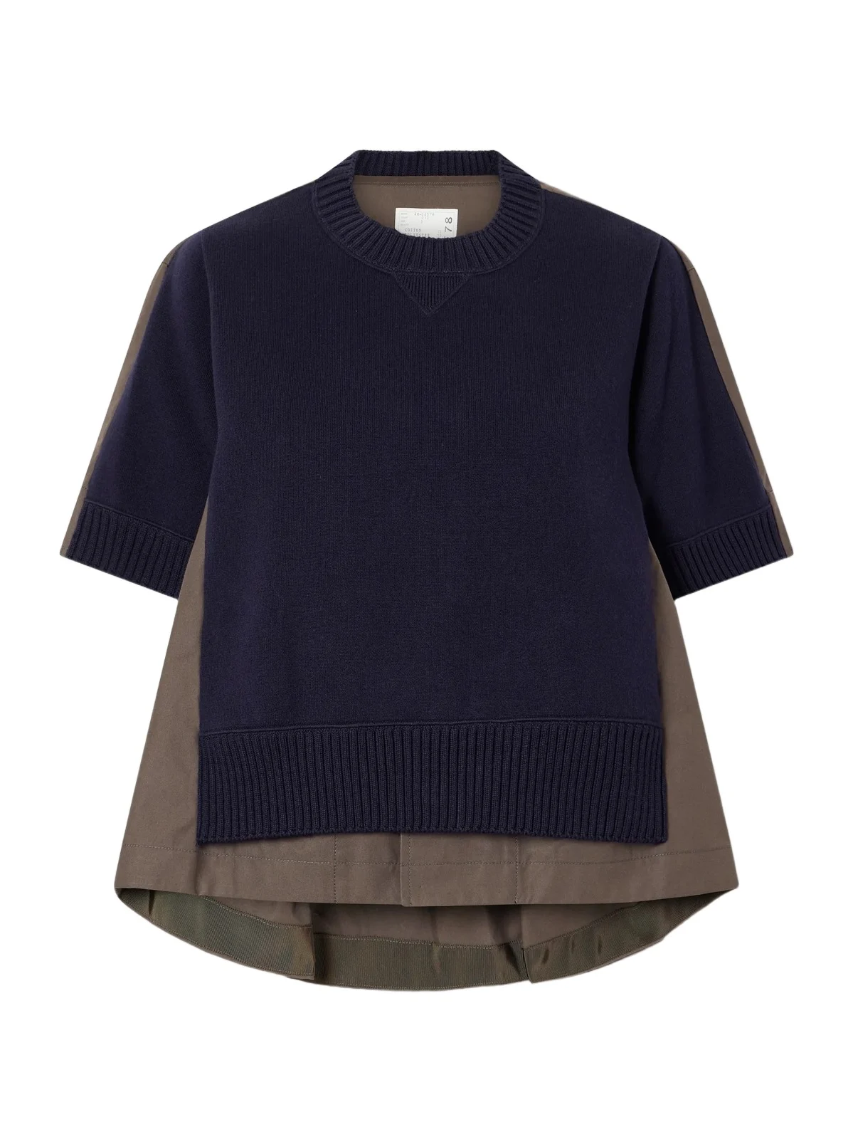 Sacai Layered Shell-trimmed Cotton And Cashmere-blend T-shirt - Multi