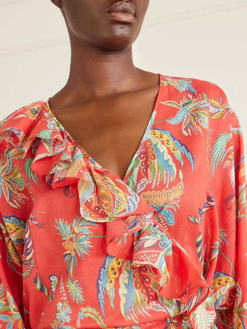 Etro Ruffled Printed Cotton Blouse | Thumbnail 5 Etro Ruffled Printed Cotton Blouse | Thumbnail 5