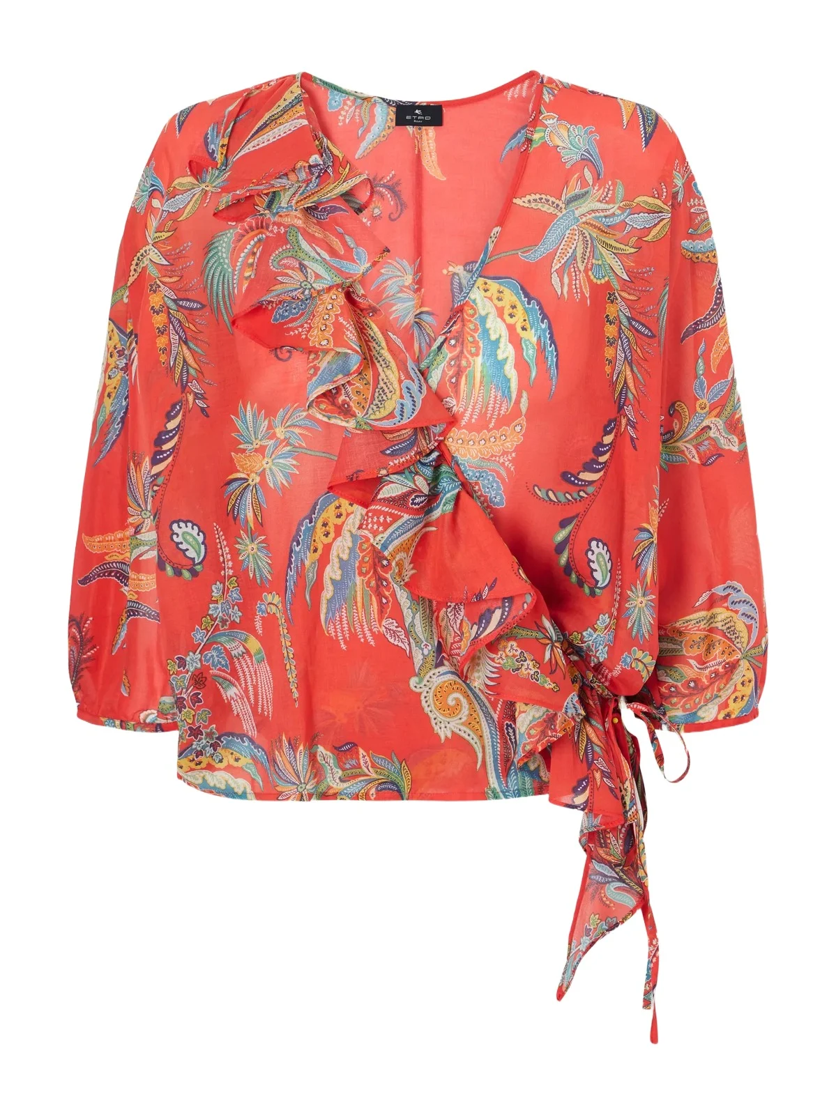 Ruffled Printed Cotton Blouse Ruffled Printed Cotton Blouse