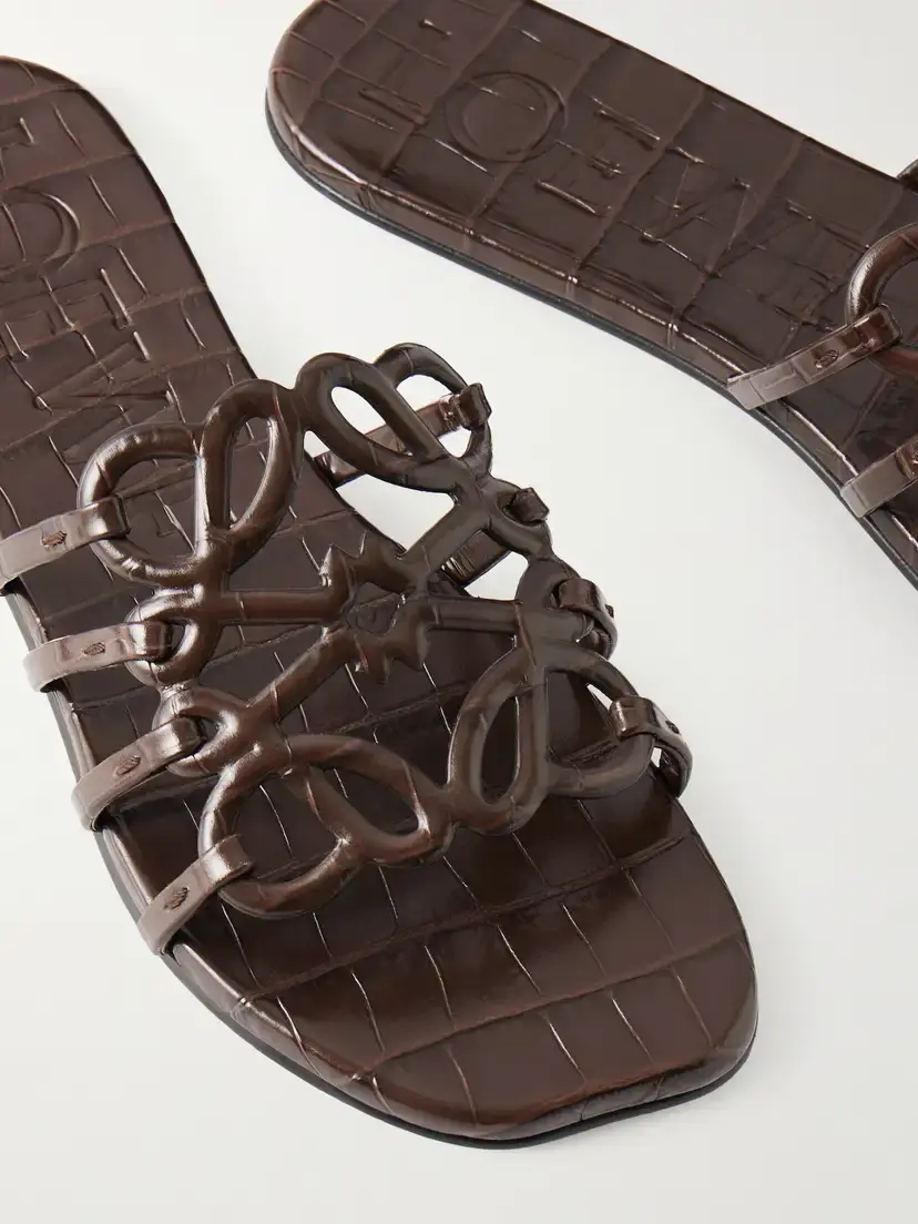 Loewe Petal Anagram Croc-effect Leather Slides | Thumbnail 5 Loewe Petal Anagram Croc-effect Leather Slides | Thumbnail 5