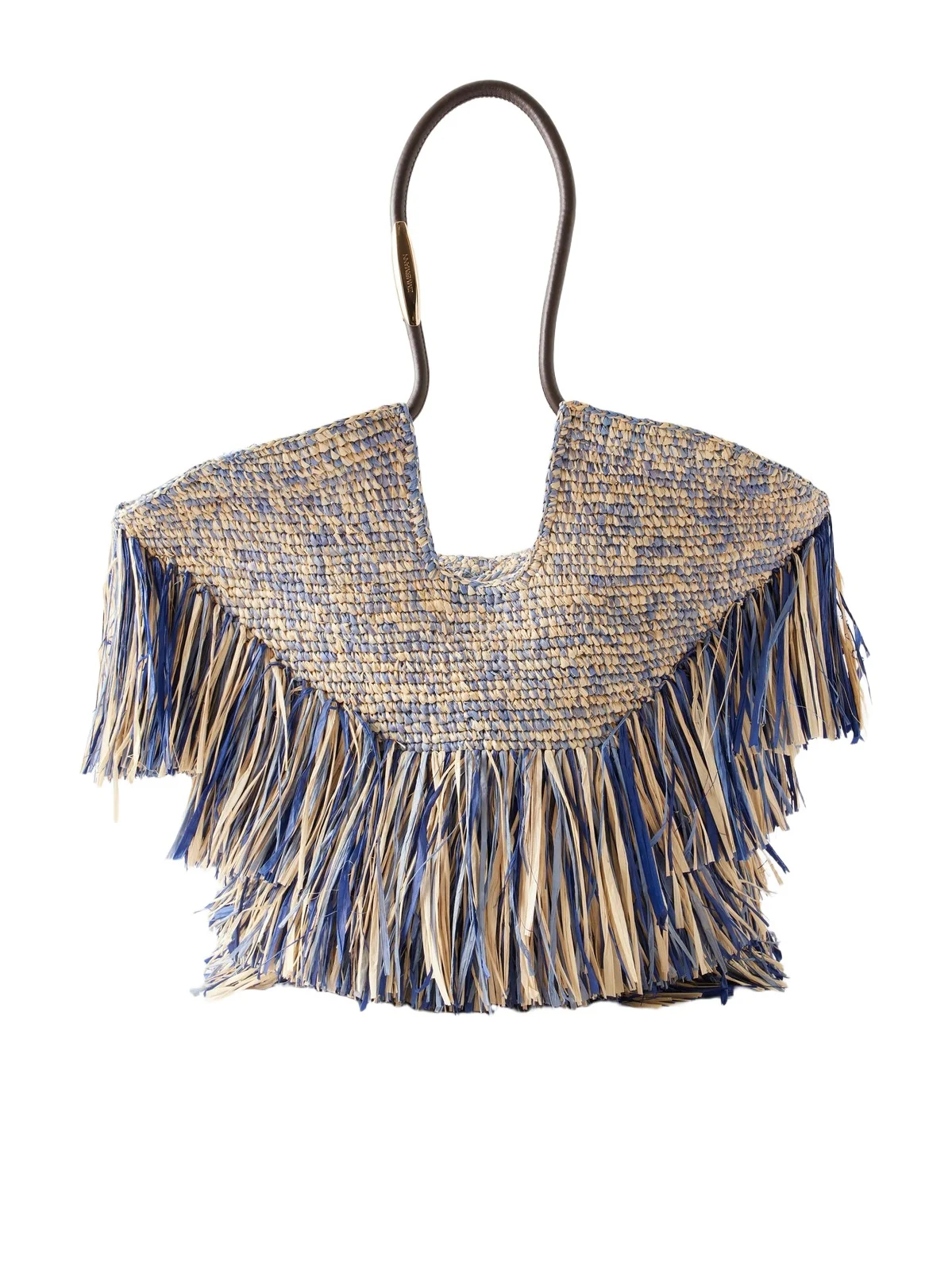 Goldentime Fringed Leather And Fabric-trimmed Raffia Medium Tote Goldentime Fringed Leather And Fabric-trimmed Raffia Medium Tote
